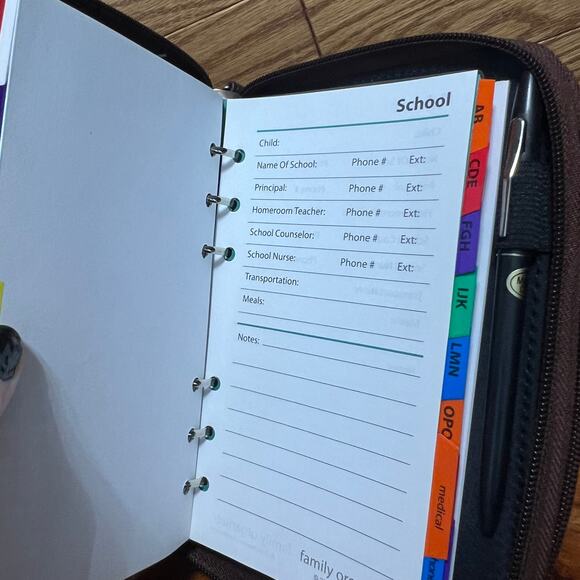 Vintage 1990's Family Organizer & Wallet Zippered Binder Calculator Memo Pad NEW - Picture 9 of 15